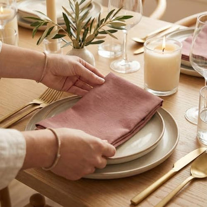 Accent Home 100% Cotton Napkins, Delicate Cloth Napkins for Dinners, Parties and Weddings，18 x 18 Inch Set of 12 - Blush - color: 07 - Blush - Twill, size: 18"x18" - Pack of 12