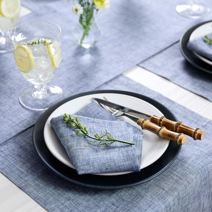 Solino Home Linen Cloth Napkins Set of 4-100% Pure Linen Chambray Indigo Dinner Napkins 20 x 20 Inch - Athena, Handcrafted and Machine Washable - Spring, Summer - color: 06: Indigo Chambray, size: 20" x 20" (Set of 4)