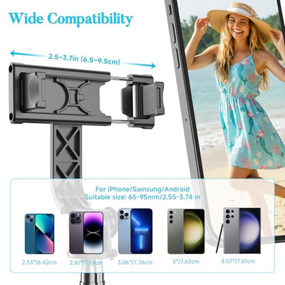 Portable 41 Inch Selfie Stick Phone Tripod with Wireless Remote Extendable Tripod Stand 360 Rotation Compatible with iPhone 17 16 15 14 13 12 11 pro Xs Max Xr X Plus, Android Samsung Smartphone - style: Black & With Light