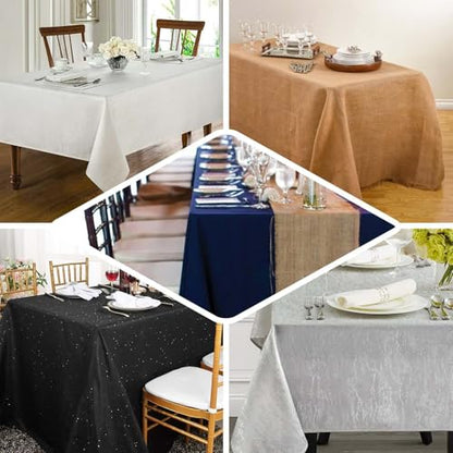 Efavormart 90x132 White Premium Faux Linen Rectangular Tablecloth | Wrinkle Free Tablecloth - color: White, size: 132" x 90" (Rectangular)
