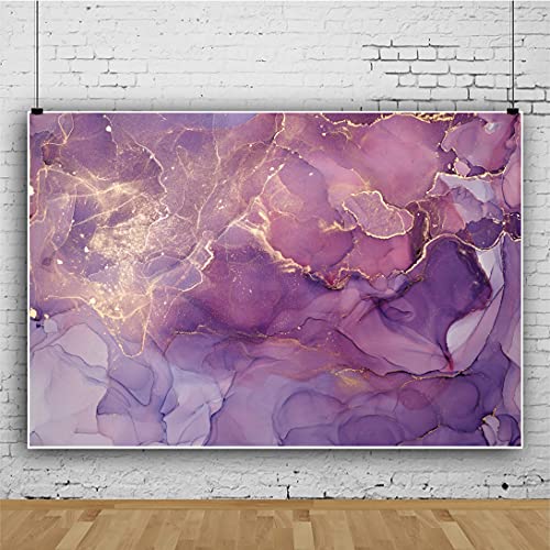 Yeele 12x6ft Marble Texture Backdrop Abstract Purple and Gold Luxury Elegant Marble Grain Photography Background for Wedding Bridal Shower Birthday Party Decor Girl Woman Portrait Photo Shoot Props - size: 12x6ft