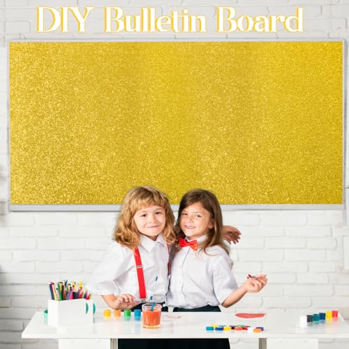 gisgfim 16" x20ft Glitter Bulletin Board Paper Roll Sparkle Color Bulletin Board Background Poster Paper Non Fading Gift Wrapping DIY Art Crafts for Office Classroom Decoration, Lemon Yellow - color: Lemon Yellow