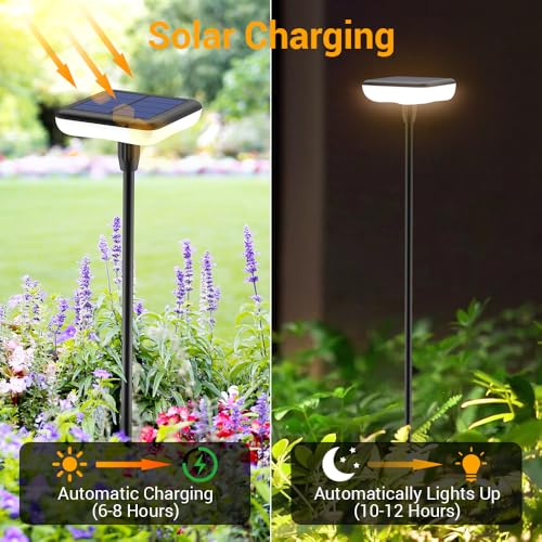 Solar Pathway Lights Outdoor 6 Pack Solar Powered Garden Lights 12H Long Lasting Auto On/Off Solar Swaying Light IP65 Waterproof for Planter Flowers Landscape Lighting Decoration Warm White - size: 6 Pack