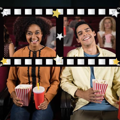 Large Fabric Movies Theme Photo Booth Props Film Themed Party Decoration Movie Theater Photo Frame Camera Action Party Backdrop Movie Theater Hanging for Film Favor Night Theme Birthday Supplies