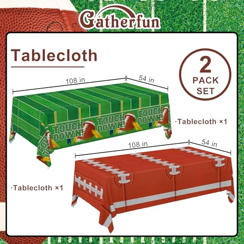 Gatherfun 2-Pack Football Decorations – Touchdown Tablecloth Set, 54x108 Disposable Plastic Covers for Game Party, Birthday Party & Football-Themed Favors - style: 2 FOOTBALL