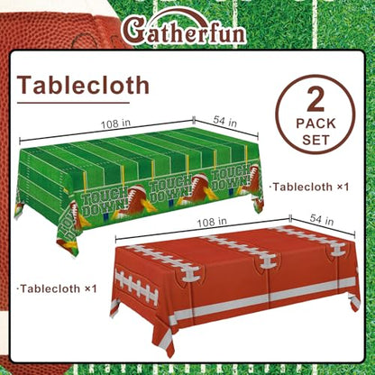 Gatherfun 2-Pack Football Decorations – Touchdown Tablecloth Set, 54x108 Disposable Plastic Covers for Game Party, Birthday Party & Football-Themed Favors - style: 2 FOOTBALL