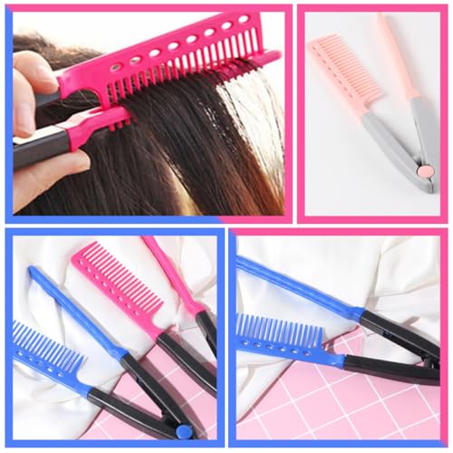 3pcs Foldable V-shaped Hairdressing Straightener Combs for Salon Flat Ironing, Portable Hair Styling Tools for Women and Men