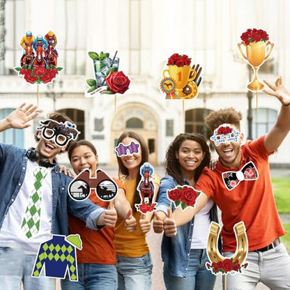 36Pcs Kentucky Derby Photo Booth Props Horse Racing Photo Booth Props Kentucky Derby Decorations for Kentucky Derby Party Decorations Horse Racing Decorations Kentucky Derby Party Supplies