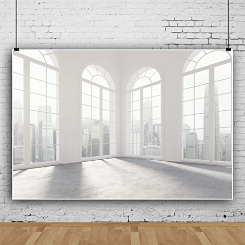 Yeele 10x8ft Empty Business Office Sash Window Backdrop French Window Sunshine Photography Background Empty Casement Work Modern City Building Skyscraper Cityscape Photo Studio Props
