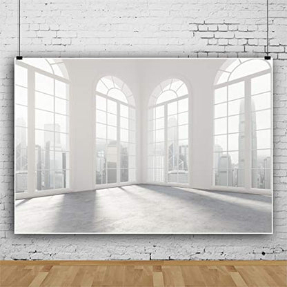 Yeele 10x8ft Empty Business Office Sash Window Backdrop French Window Sunshine Photography Background Empty Casement Work Modern City Building Skyscraper Cityscape Photo Studio Props