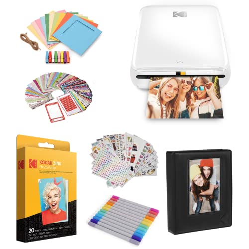 KODAK Step Printer Wireless Mobile Photo Printer with Zink Zero Ink Technology & Kodak App for iOS & Android (White) Gift Bundle - color: White, style: Starter Bundle
