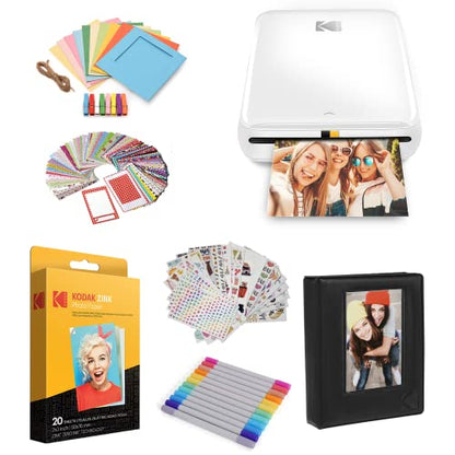 KODAK Step Printer Wireless Mobile Photo Printer with Zink Zero Ink Technology & Kodak App for iOS & Android (White) Gift Bundle - color: White, style: Starter Bundle