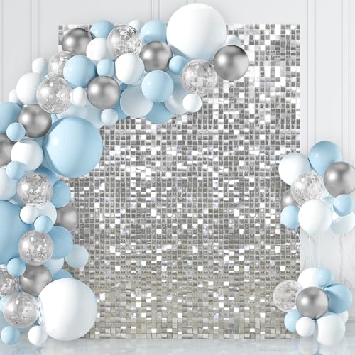 Silver Sequin Wall Backdrop Panels 3ftx6ft Glitter Shimmer Wall Backdrop Photo Background for Birthday Anniversary Wedding Graduation Bachelorette Party Decoration - color: Silver, size: 3ftx6ft