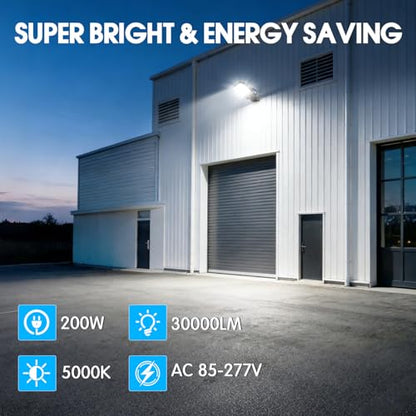 200W LED Parking Lot Lights Commercial Area Security Parking Lot Light with Dusk to Dawn 5000K 30000LM Trunnion Mount IP65 Waterproof 85-277V for Driveways Garage - size: 200W Trunnion Mount
