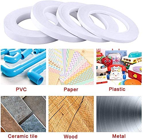 Thin Double Sided Tape for Craft,Card Making,Gift,Scrapbooking and Office School Stationery Supplies,Tear-by-Hand, Paper Backing (4Rolls,1/4 Inch x 32 Yards Per Roll) - size: 1/4 inch
