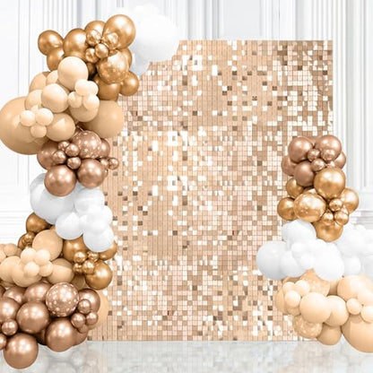 Champagne Glitter Wall Backdrop 6FTx4FT Sequin Wall Shimmer Wall Panels for Party Wedding Disco Backgrounds - color: Champagne, size: 6ftx4ft