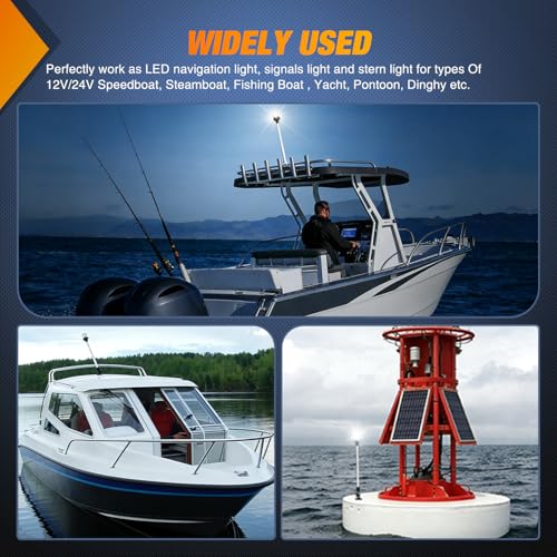 Nilight Marine Boat Stern Light 24Inch White Fold Down Anchor Lights 12V 24V Waterproof 360° Lighting Navigation Lamp for Fishing Ship Sailboat Yacht Pontoon Speedboat Dinghy - color: 24Inch Boat Stern Light