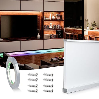Muzata 4FT/1.2M Spotless Aluminum LED Baseboard Lighting Frosted LED Strip Light Diffuser Neon Skirting Board Indoor Mood Lighting Baseboard LC31 1.2M - size: 1Pack