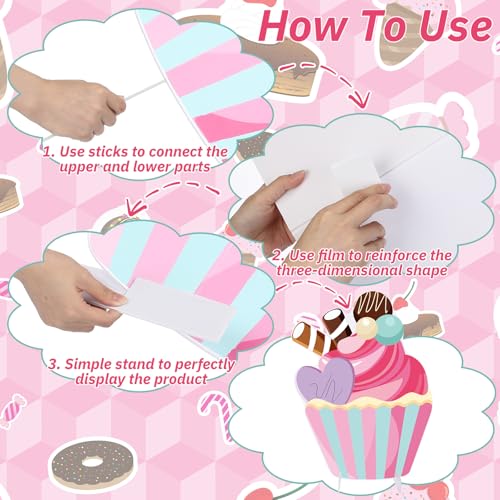 Soulchen 3 Pcs 24 Inch Large Cupcake Cardboard Cutout Photo Props Stand up Candy Land Party Decorations Cupcake Backdrop Yard Signs Christmas Candyland Party Supplies for Birthday Baby Shower - style: Cupcakes Party