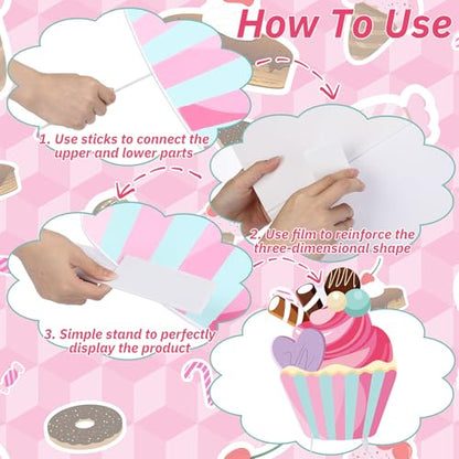 Soulchen 3 Pcs 24 Inch Large Cupcake Cardboard Cutout Photo Props Stand up Candy Land Party Decorations Cupcake Backdrop Yard Signs Christmas Candyland Party Supplies for Birthday Baby Shower - style: Cupcakes Party
