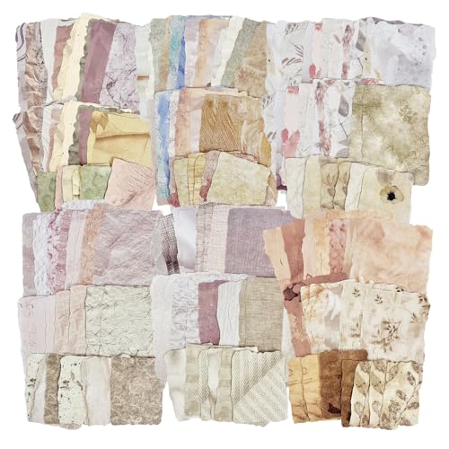 PRSTINCOL 168 Sheets Scrapbook Paper and Embossed Textured Paper Assorted Set,Mixed Media Collage for Scrapbooking, Junk Journals, Card Making and Decoupage,3.5x5 Inch - color: VintagePaper6