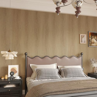 TOTIO Wide Walnut Wood Wallpaper Peel and Stick Light Brown Wood Grain Vinyl Wrap Walnut Oak Textured Contact Paper 32x78inch Air Guide Slot Design Matte Thicken Self-Adhesive Waterproof Wall Stickers - color: Warm Brown, size: 32" x 78"