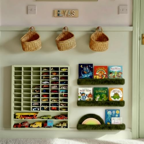 1PC Plush Bookshelf for Kids, Soft Hanging Book Display Shelf for Nursery Wall, Easy Mount Floating Bookshelf Display Organizer, Unique (Green) - color: 24in-furry Green