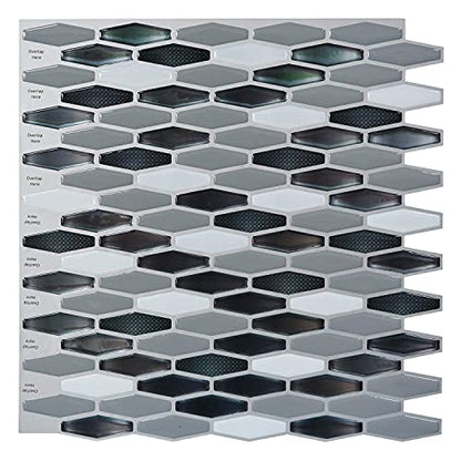 Art3d 12" x 12" x 0.06" (Pack of 6) Wall Panel Marble, Black/White - color: Black/White