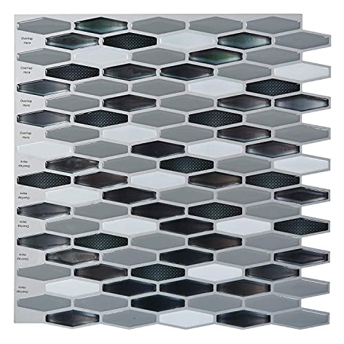 Art3d 12" x 12" x 0.06" (Pack of 6) Wall Panel Marble, Black/White - color: Black/White
