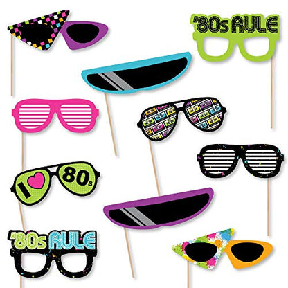 Big Dot of Happiness 80's Retro Glasses - Paper Card Stock Totally 1980s Party Photo Booth Props Kit - 10 Count