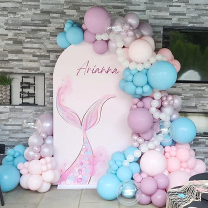 Double Pearl Purple Stuffed Balloons Different Size 115Pcs 5/10/12/18" Light Purple Balloon Arch Kit for Princess Birthday Baby Shower Bridal Shower Engagement Ocean Sea Frozen Theme Party - color: Pearl Purple