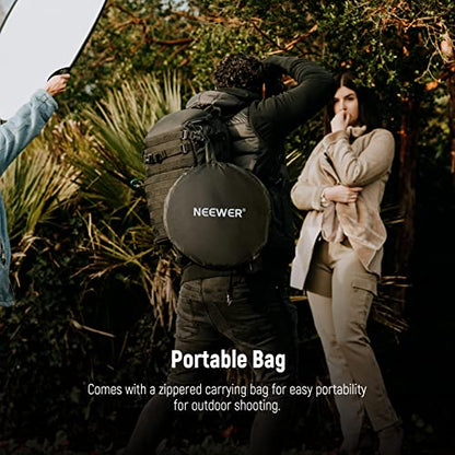 NEEWER 43"/110cm Light Reflector with Handle Grip with 3/8" Thread, 5 in 1 Collapsible Disc Light Diffuser Translucent/Silver/Gold/White/Black for Photography Lighting, Outdoor Lighting, RF-110II - style: 110cm