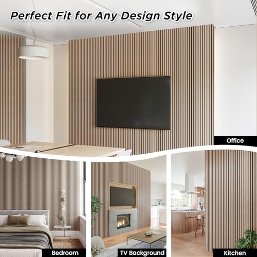 Smartstandard 4 Pack 106" x 12.6" Wood Slat Wall Panels, Soundproof Wooden Wall Panels, Acoustic Wood Panels for Wall, 3D Fluted Wood Panels for Interior Wall Decor, Walnut - color: Walnut, size: 106" x 50.4"