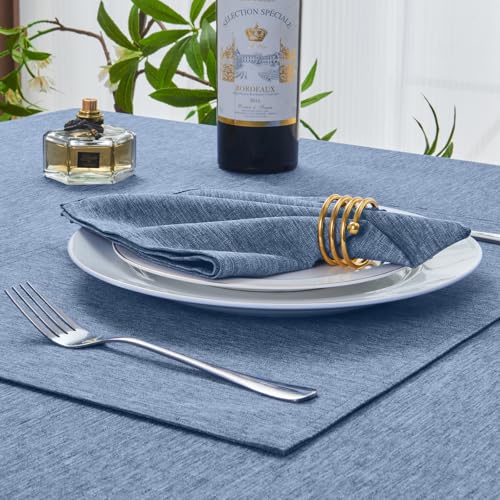 Cloth Napkin Set of 8 Square Washable Reusable Linen Fabric Polyester for Kitchen Dinner Dining Restaurants Wedding Party Banquet Table(Denim Blue/17x17 Inch) - color: Denim Blue
