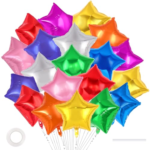 20 Pcs Star Balloons,18 Inch Mixed Color Star Foil Balloons,Stars Shaped Balloon Mylar Helium Balloon for Birthday Party Anniversary Wedding Baby Shower Decorations (Mixed Color) - color: 18inch-mixedcolor