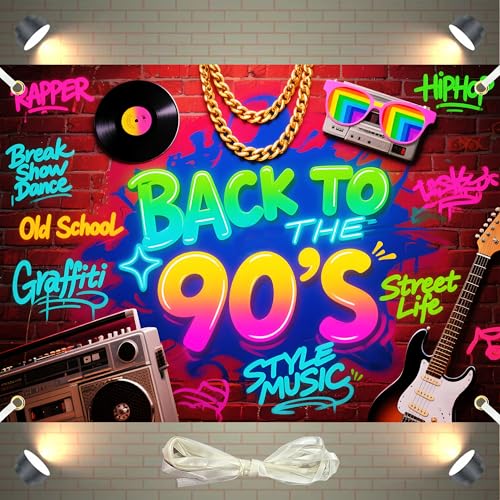 90s Backdrop for Photography 7X5 Ft Back to The 90s Backdrop Decorations Hip Hop Graffiti Brick Wall Decor Photo Props for 90‘S Themed Birthday Party - color: 90s, size: 7X5 Ft