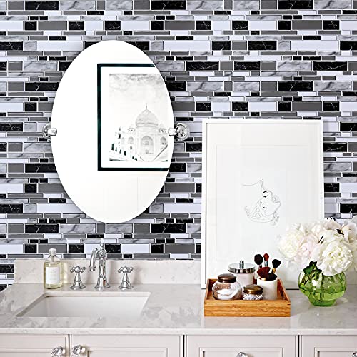 Livebor Peel and Stick Backsplash Wallpaper Kitchen Backsplash Wallpaper 17.7inch x 393.7inch Tile Contact Paper Kitchen Peel and Stick Countertops Waterproof Contact Paper for Bathroom Tile Vinyl - color: Black/White, size: 17.7" x 393.7"