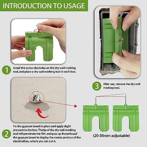 Sumnacon 5 Pcs Outlet Marker for Drywall Installation Drywall Marking Tool for Electrical Outlets, Electric Wire Protection Made, Green (Green)