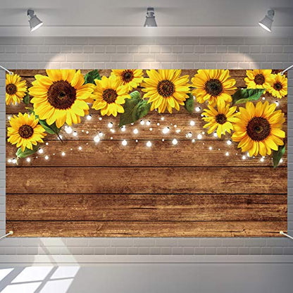 Tatuo 6.1 x 3.6 ft Rustic Sunflowers Backdrop Sunflowers Photography Background Brown Backdrop Photography Wall Background Banner for Photo Studio Home Wedding Birthday Decoration, Party Supply