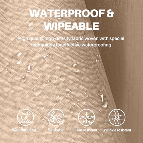 IVAPUPU Textured 54 Inch Round Tablecloth - Khaki Waterproof Spill-Proof Fall Table Cloth Wrinkle Free Circle Dining Tablecover for Birthday Easter Holiday Farmhouse Party Decor 1-3 Seats - color: Khaki, size: 54" (Round)