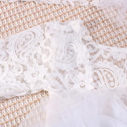 Newborn Photography Outfits Girl Baby Photography Props Lace Romper with Headress Newborn Outfits Girls Photo Props - color: White