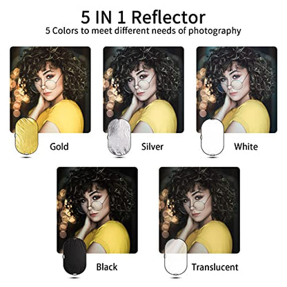 Selens 5-in-1 Oval Reflector with Handle for Photography Photo Studio Lighting & Outdoor Lighting (59 x 39 Inch) - size: 59 x 39 Inch Oval Reflector