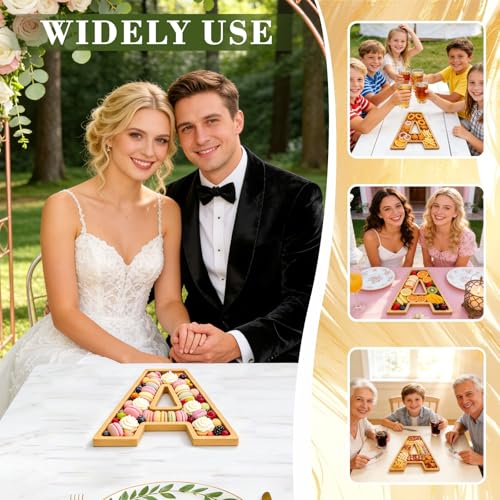 11" Wooden Letter A Platter Tray for Party Charcuterie Board Letters Serving Trays for Food Fruit Cupcake Reusable Fillable Dishes Plates for Birthday Anniversary Wedding Party Baby Shower Supplies - color: Letter a