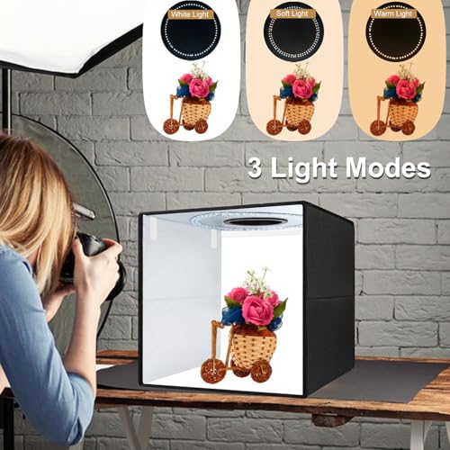 16 Inch Photo Light Box, CRI>90 Photography Shooting Tent with 224 LED Beads Dimmable 3200K-6500K, 6 Color Backdrops Portable Product Photography Studio - size: 16" x 16" x 16"