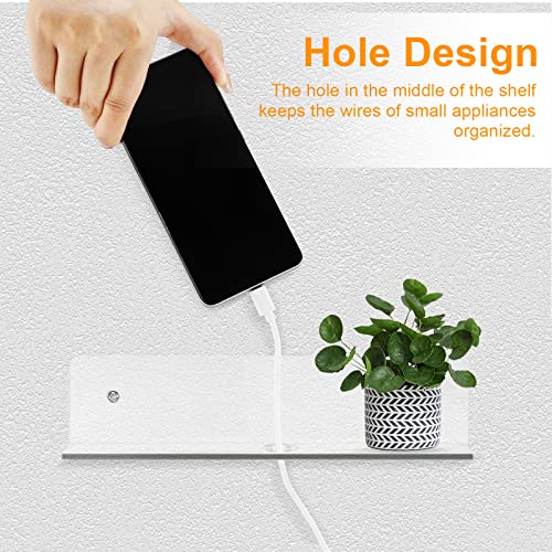 9 Inch Clear Acrylic Floating Shelf, No Drill Adhesive Wall Shelf Set of 2 for Storage, Floating Shelves Damage-Free Expand Wall Space for Living Room, Office, Gaming Room, Bathroom - color: Clear