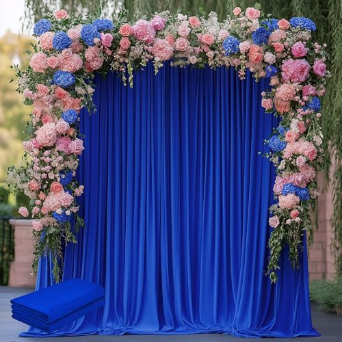 Wokceer Royal Blue Backdrop Curtain for Wedding Parties 2 Pack 10x8FT Wedding Curtains Photo Backdrop Drapes Polyester for Photoshoot Baby Shower Birthday Party Curtains Background 4 Panels 5x8FT - color: Royal Blue, size: (2 Pack)10FTx8FT