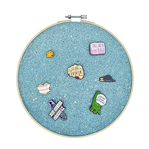 REOVE Pin Collection Display Stand, Blue, Pin Display Board, Wall Mount, Glittering Stars, Jewelry Storage for Enamel Pins, Patches, Buttons, Holds Brooch, Earrings, Necklace, Rings - color: Blue
