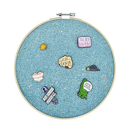 REOVE Pin Collection Display Stand, Blue, Pin Display Board, Wall Mount, Glittering Stars, Jewelry Storage for Enamel Pins, Patches, Buttons, Holds Brooch, Earrings, Necklace, Rings - color: Blue