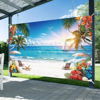 Summer Tropical Seaside Beach Holiday Birthday Wedding Theme Party Photography Background Beautiful Landscape Photo Backdrop Banner Travel and Surf Decorations Studio Props 6x4ft