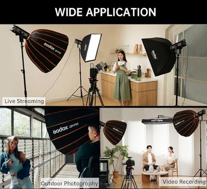 Godox Quick Release Parabolic Softbox,QR-P90 35.4”/90cm Portable Bowens Mount Soft Box with Honeycomb Grid,Carry Bag,Front/Inner Diffuser for Photography Studio Portrait Live Streaming Video Shooting - size: QR-P90